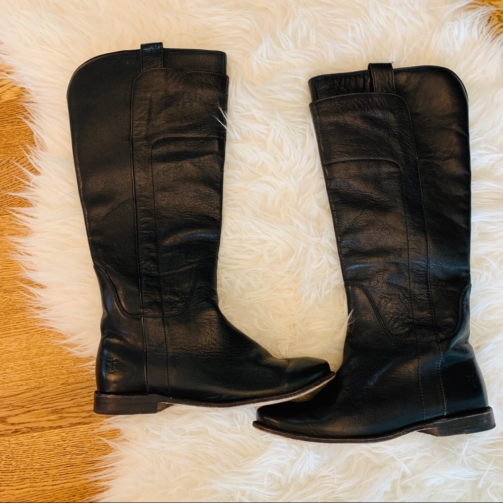 FRYE Melissa black leather tall boots